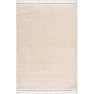 Tapis moelleux à franges tressées Crème 120x160cm