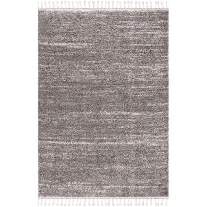 Tapis moelleux à franges tressées Gris 120x160cm
