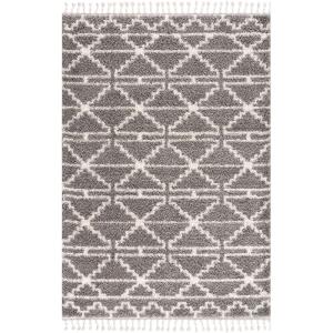 Tapis moelleux à franges tressées Rust Gris 120x160cm