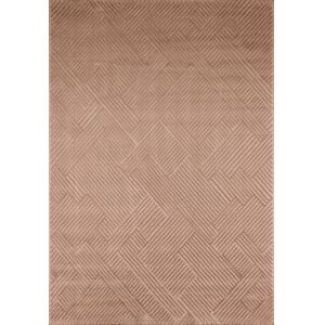 Tapis motif arc relief - mocca - rond - 160x160 cm