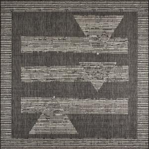 Tapis motifs géométrique anthracite carré - 200x200 cm