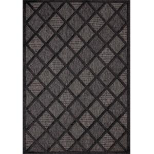 Tapis noir intérieur et extérieur motif quadrillage 120x160…