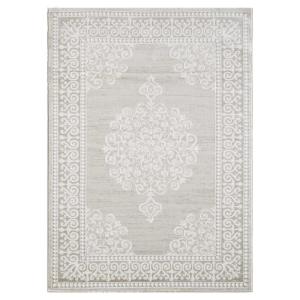 Tapis oriental 120x160 rectangle beige tissé motif ancestra…
