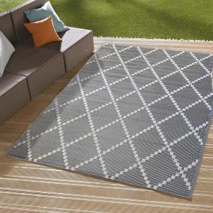 Tapis outdoor tressé recto/verso polypropylène gris 150 x 2…