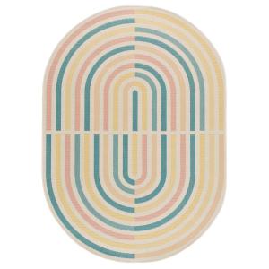 Tapis ovale d'extérieur/d'intérieur dans les tons pastel 16…