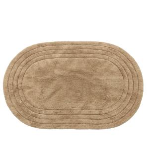 Tapis ovale en coton marron clair 60 x 90 cm
