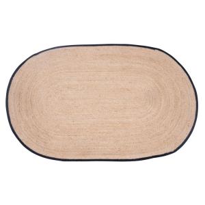 Tapis ovale en jute naturelle tissée noir 150 x 90 cm