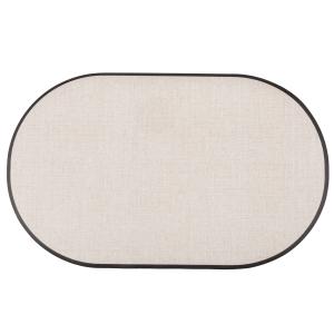 Tapis ovale en vinyle beige imprimé et bordure noire