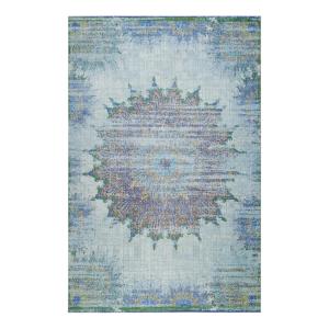 Tapis plat motif oriental vintage bleu 140x200