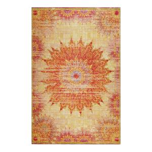 Tapis plat motif oriental vintage orangé 110x170