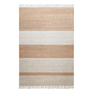 Tapis plat tissé main à franges rayé beige et brun 160x230…