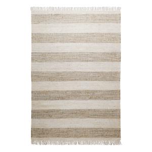 Tapis plat tissé main à franges rayé brun et beige 200x290…