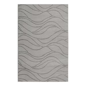 Tapis plat velours ras à relief motif gris sur fond taupe 1…