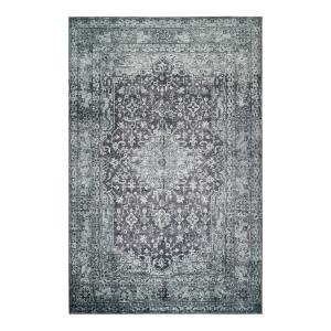 Tapis plat vintage effet usé vert et gris 110x170