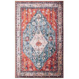 Tapis poil de polyester beige / bleu 122 x 183 cm