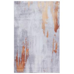 Tapis poil de polyester gris / rouge 183 x 274 cm