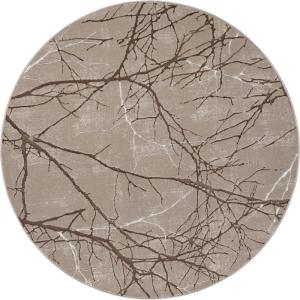 Tapis poils courts nœuds salon moderne, beige, 200 cm rond