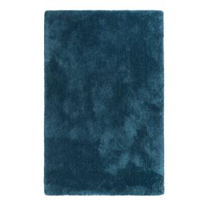 Tapis poils longs bleu pétrole doux 170x120