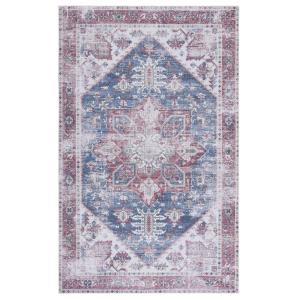 Tapis Polyester Bleu Marine / Rouge 122 X 183 cm