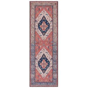Tapis polyester rouille/bleu 76 x 366 cm