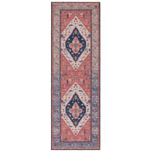 Tapis Polyester Rust / Blue 76 X 244 cm