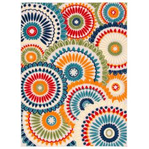 Tapis polypropylène bleu/ivoire 135 x 196 cm