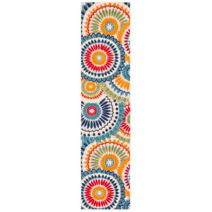 Tapis polypropylène bleu/ivoire 66 x 213 cm