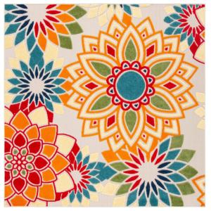 Tapis polypropylène ivoire/orange 160 x 160 cm