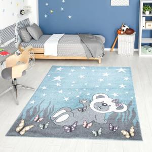 Tapis pour chambre d'enfant Ourson Bleu et Blanc 120x160cm