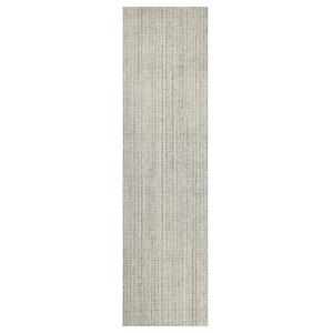 Tapis pure laine tufté main gris clair 80x230