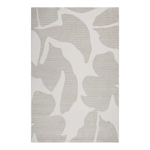 Tapis ras motif floral avec relief beige taupe 160x225