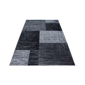 Tapis rayé contemporaine en polypropylène noir 120x170