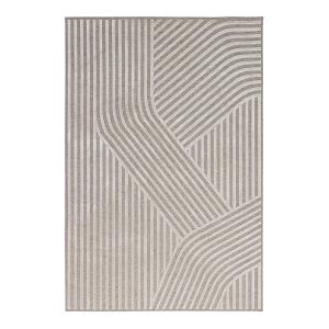 Tapis rayé design en laine beige 160x230