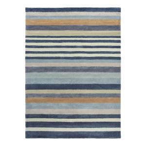 Tapis rayé design en laine bleu 200x280