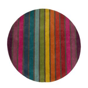 Tapis rayé design en laine multicolore Ø 160