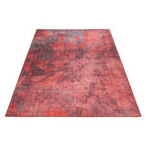 Tapis rayé design en polyester rouge 120x170