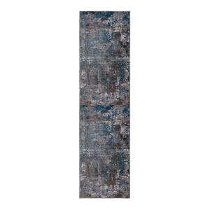 Tapis rayé design en polypropylène bleu 80x300