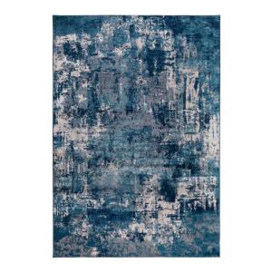 Tapis rayé design en polypropylène bleu foncé 120x170