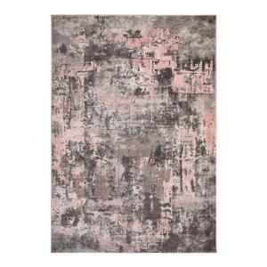 Tapis rayé design en polypropylène rose 80x300