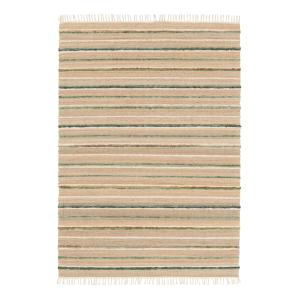 Tapis rayé fait main en matières naturelles vert 200 x 290
