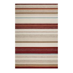 Tapis rayé tufté main pure laine beige et brun 80x150