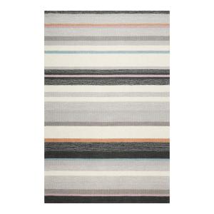 Tapis rayé tufté main pure laine gris multicolore 110x170