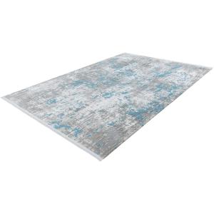 Tapis rayé vintage en acrylique bleu 200x290