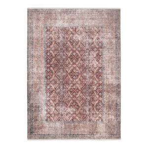 Tapis rayé vintage en coton rouge 120x170