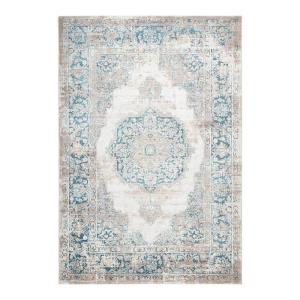 Tapis rayé vintage en polyester bleu 120x170