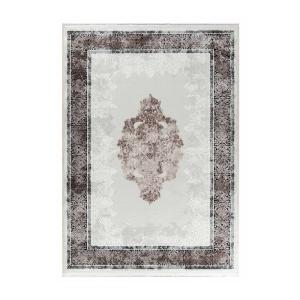 Tapis rayé vintage en polyester marron 120x170