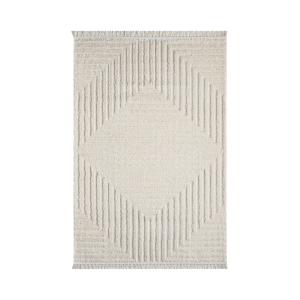 Tapis rectangulaire à motifs creusés crème - 120x170 cm