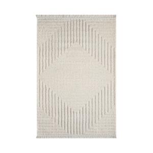 Tapis rectangulaire à motifs creusés crème - 140x200 cm