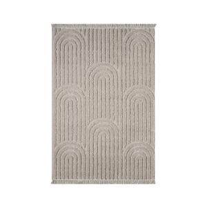 Tapis rectangulaire beige à motifs abstraits creusés - 120x…