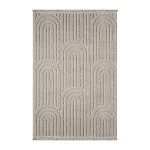 Tapis rectangulaire beige à motifs abstraits creusés - 140x…